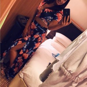 Cropped wrap up top with matching maxi skirt